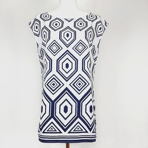 Banana Republic Navy and White Geometric Top Medium
